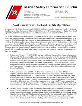 Marine Safety Information Bulletin - Novel Coronavirus – Port and Facility Operations